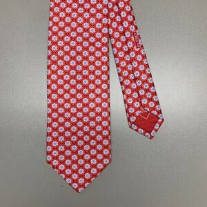 BRIONI Red White Floral Silk Tie